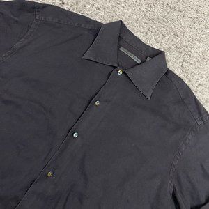 William Reid Button Up Shirt Men's Size Medium Charcoal Textured Colorful Button